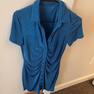 Chic Blue Princess Polly Ruched Mini Dress